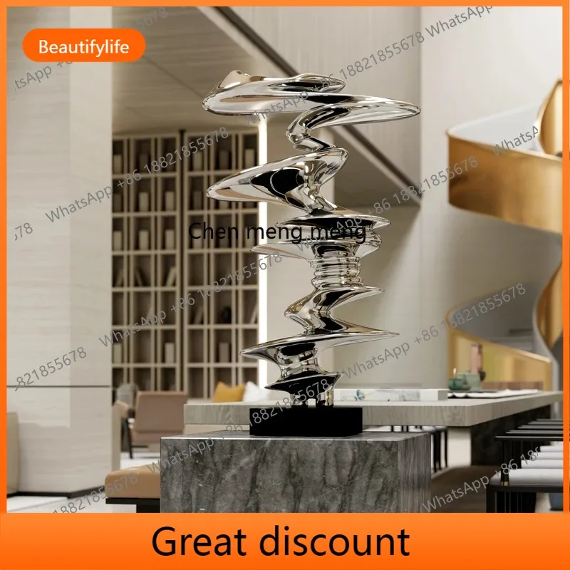 M02 Geometric abstract sculpture ornament FRP electroplating silver hotel artwork landing
