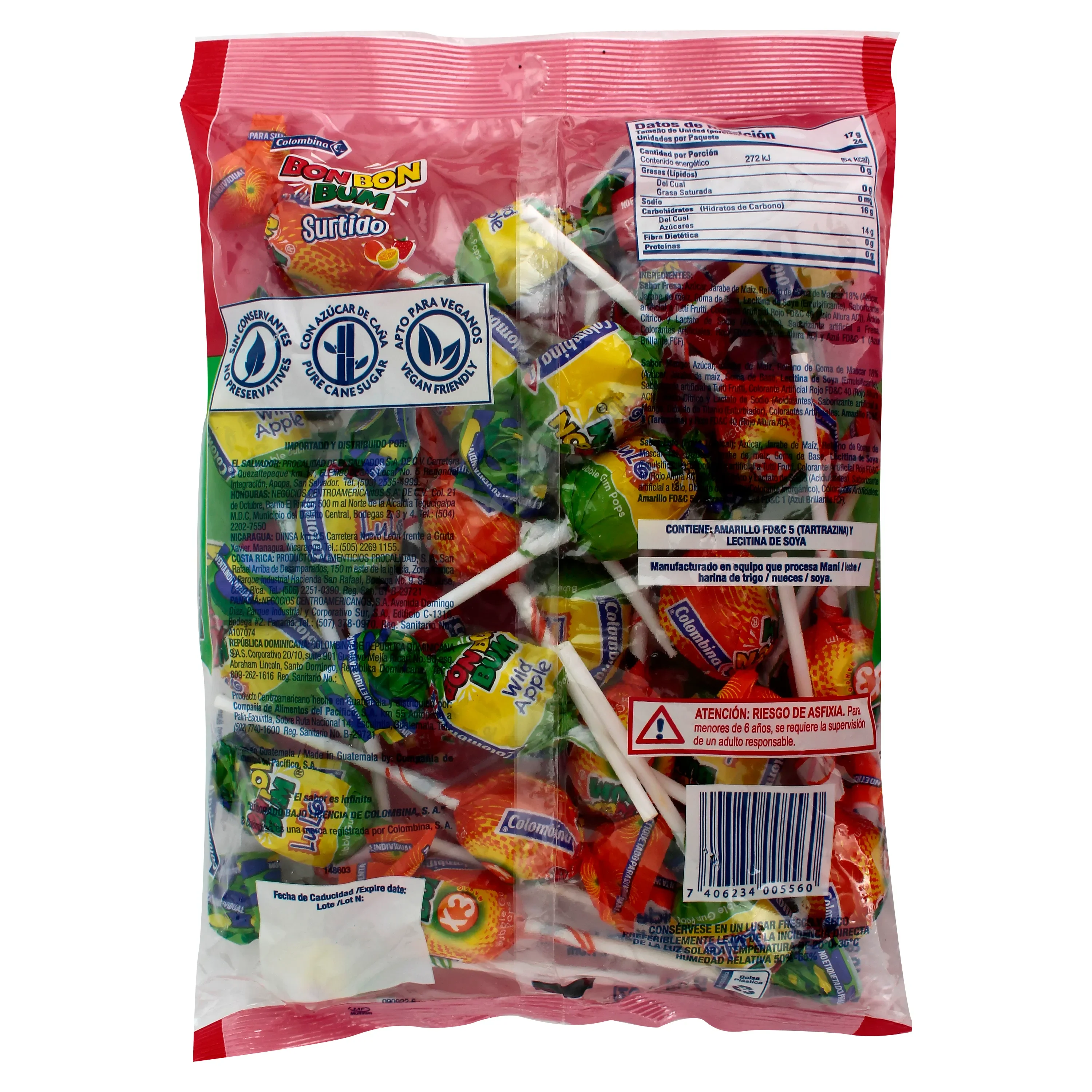 BON BUM Fiesta Colombina-assorted stick candy (24 pieces)