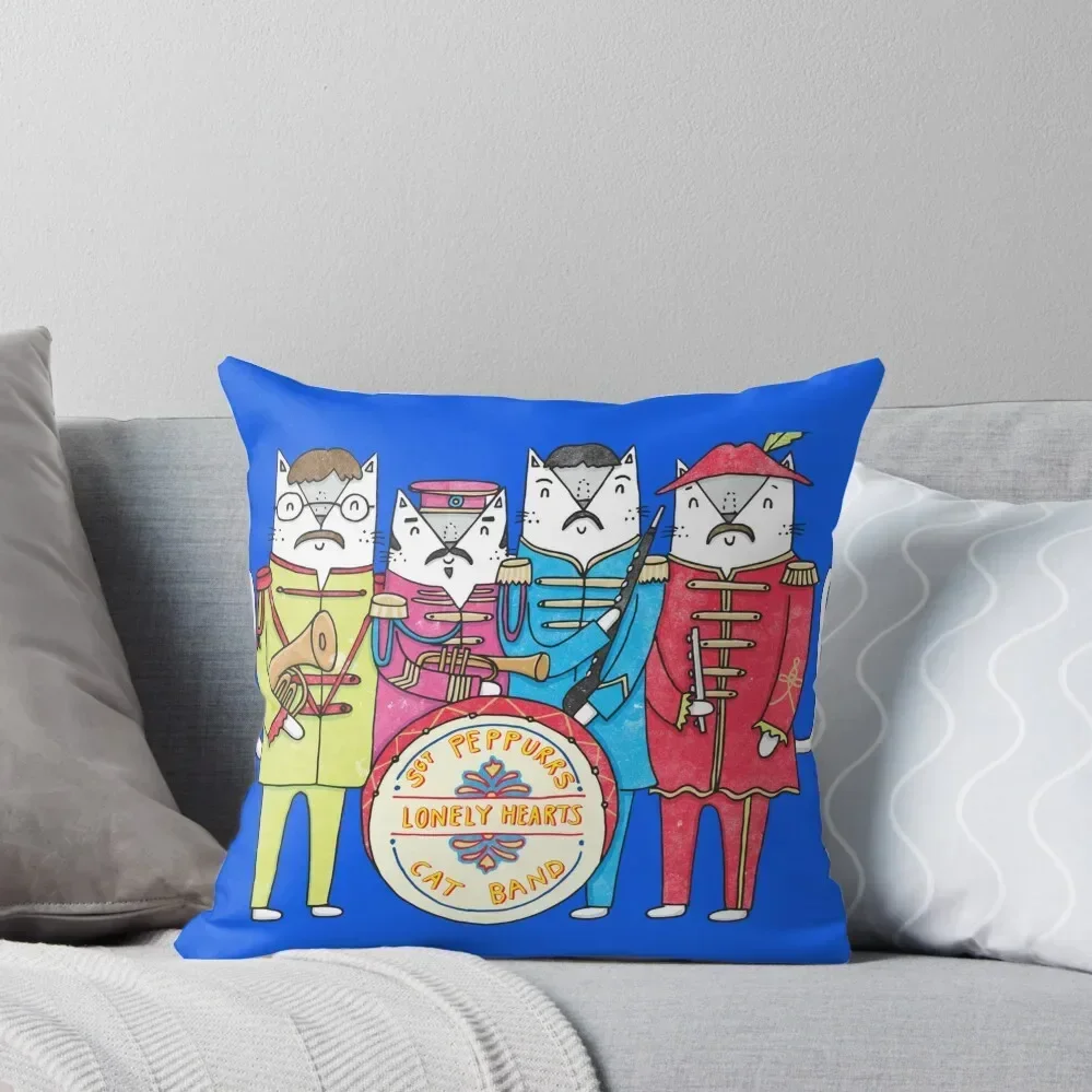 SGT Peppurr&x27;s Lonely Hearts Cats Band Sticker Throw Pillow Pillow Cases Pillowcase Cushion Cusions Cover pillow