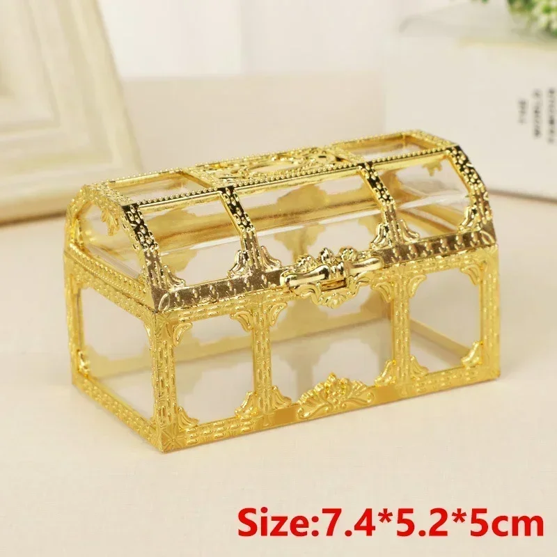 Vintage Transparent Pirate Treasure Storage Box Organizer Earrings Crystal Gem Jewelry Trinket Women Jewelry Display Travel Case