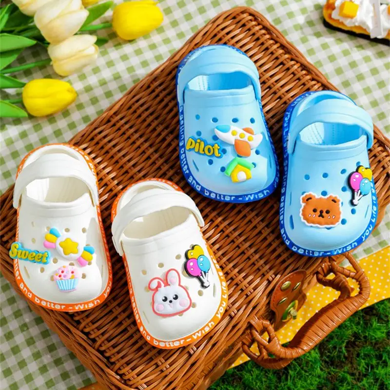 Garden Beach Slippers Kids Summer Cartoon Cave Hole Sandals Non-Slip Sandals Soft Soled Quick Drying Shoes