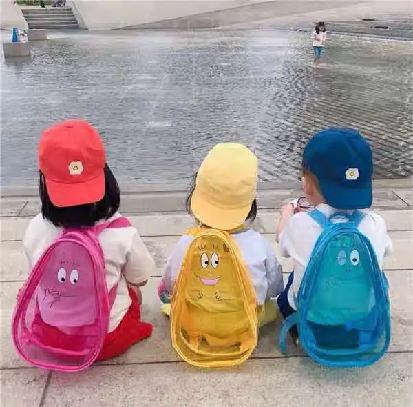 Korean Style Transparent Kids Backpack Purse Pvc School Book Bags Clear School Backpack Baby Beach Sand Toys For Children 2023