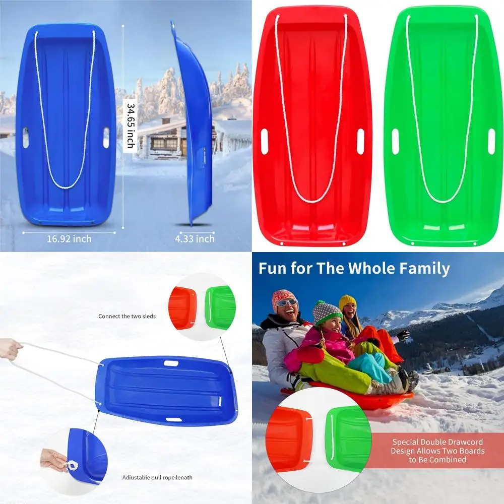 Durable Snow Sled with Rope and Handles for 1-2 Riders, Ideal for Winter Sledding Adventures