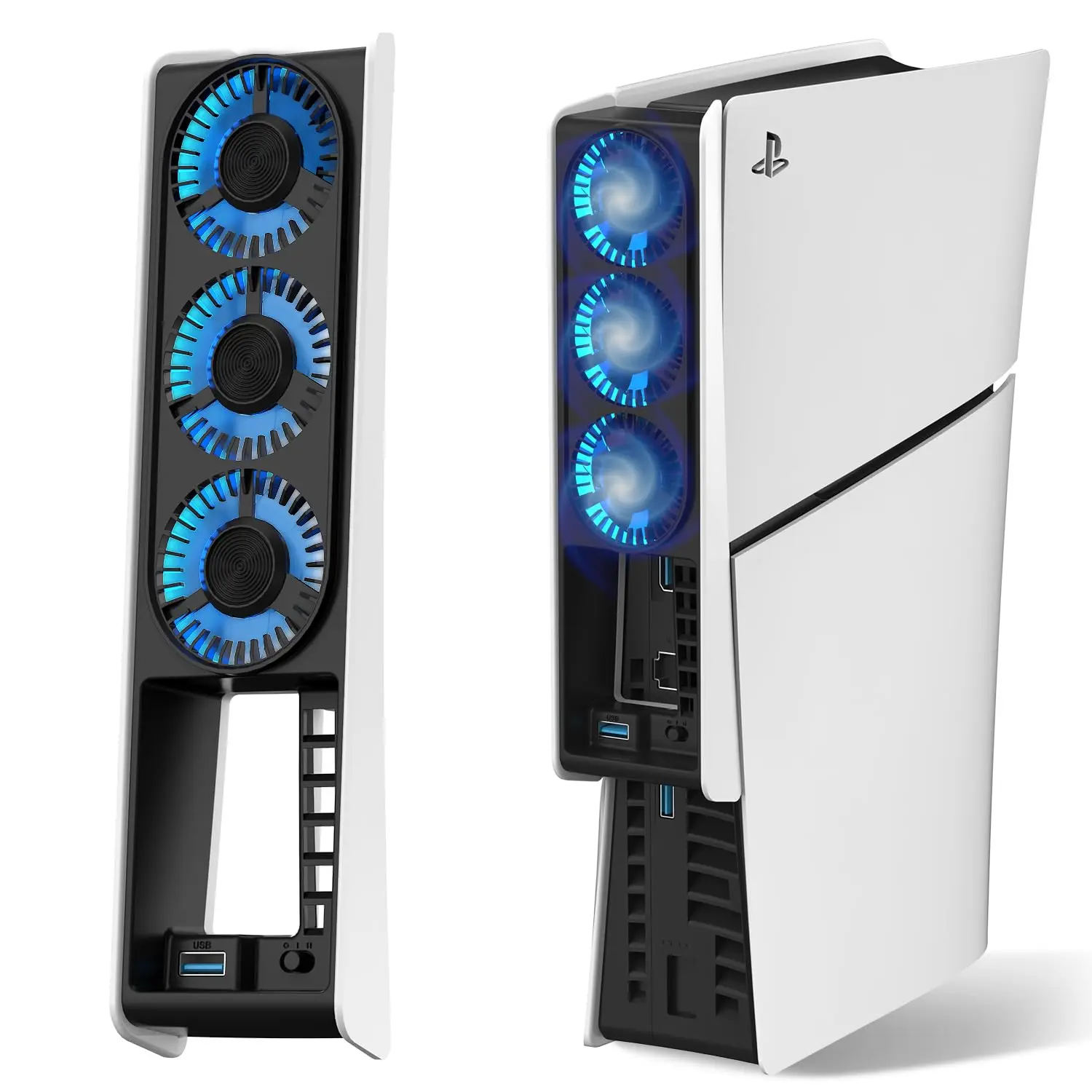 

PS5 Slim host temperature-controlled cooling fan with light PS5 Slim intelligent cooling fan radiator silent