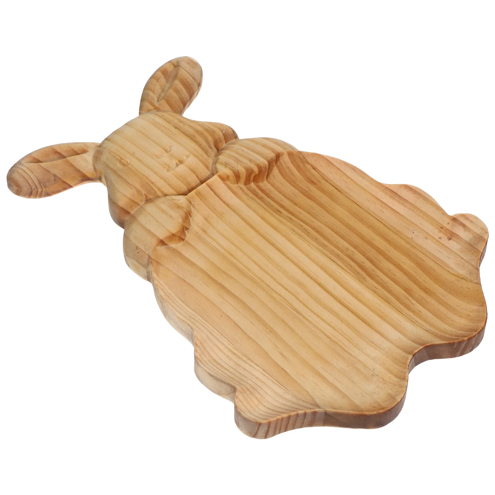 

Wooden Rabbit Tray Easter Decorative Wood Color Food Serving Plate Snack Bunny Dessert Holder Fruits Tray Sturdy Large Capacity