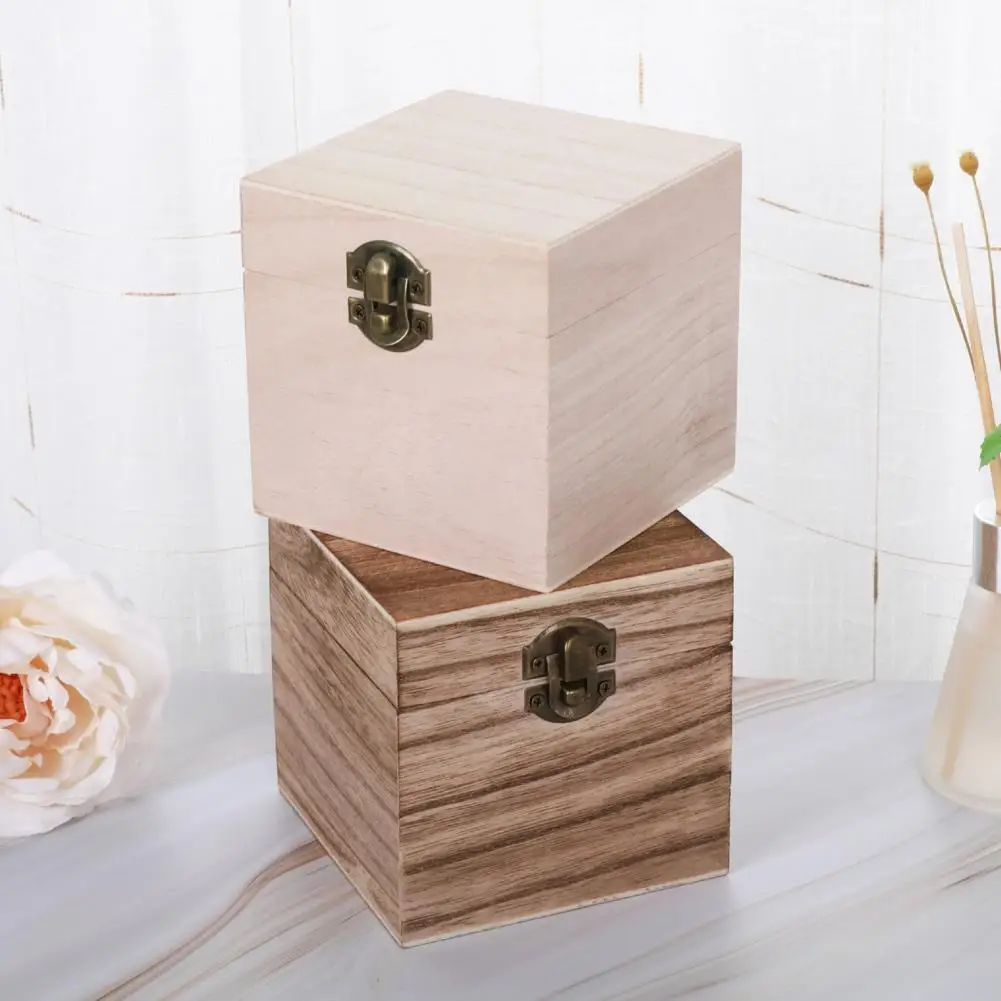 Storage Holder Square Shaped Storage Container Wood Adorable  Practical Wooden Vintage Jewelry Storage Box