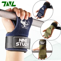 1Paire Cowhide Gym Gants de fitness Sangles Poignées Anti-Dérapant Poids Ceinture de puissance Coussinets de levage Protection pour l’exercice d’entraînement de soulevé de terre