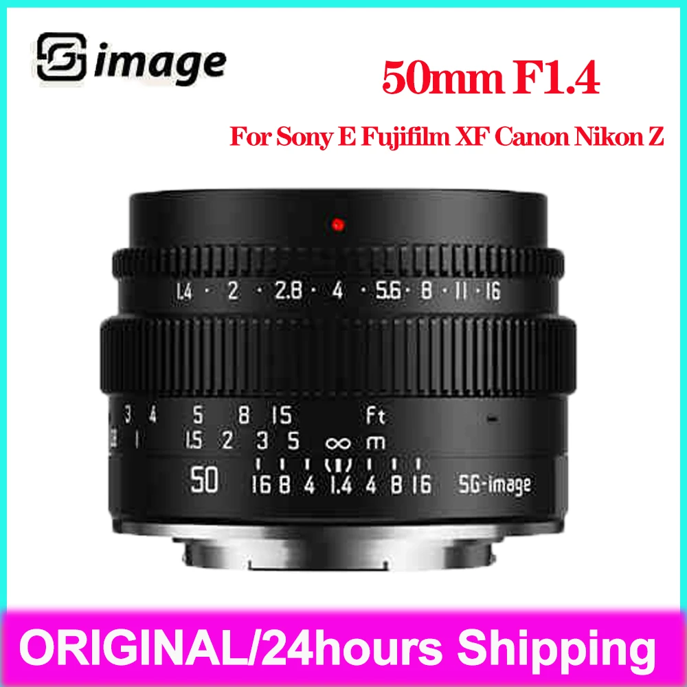 Объектив для камеры SGimage 50 мм F1.4, Большая диафрагма, стандартная редкая высота, для камер Sony E Fuji X Canon M/R Nikon Z M43 L с креплением