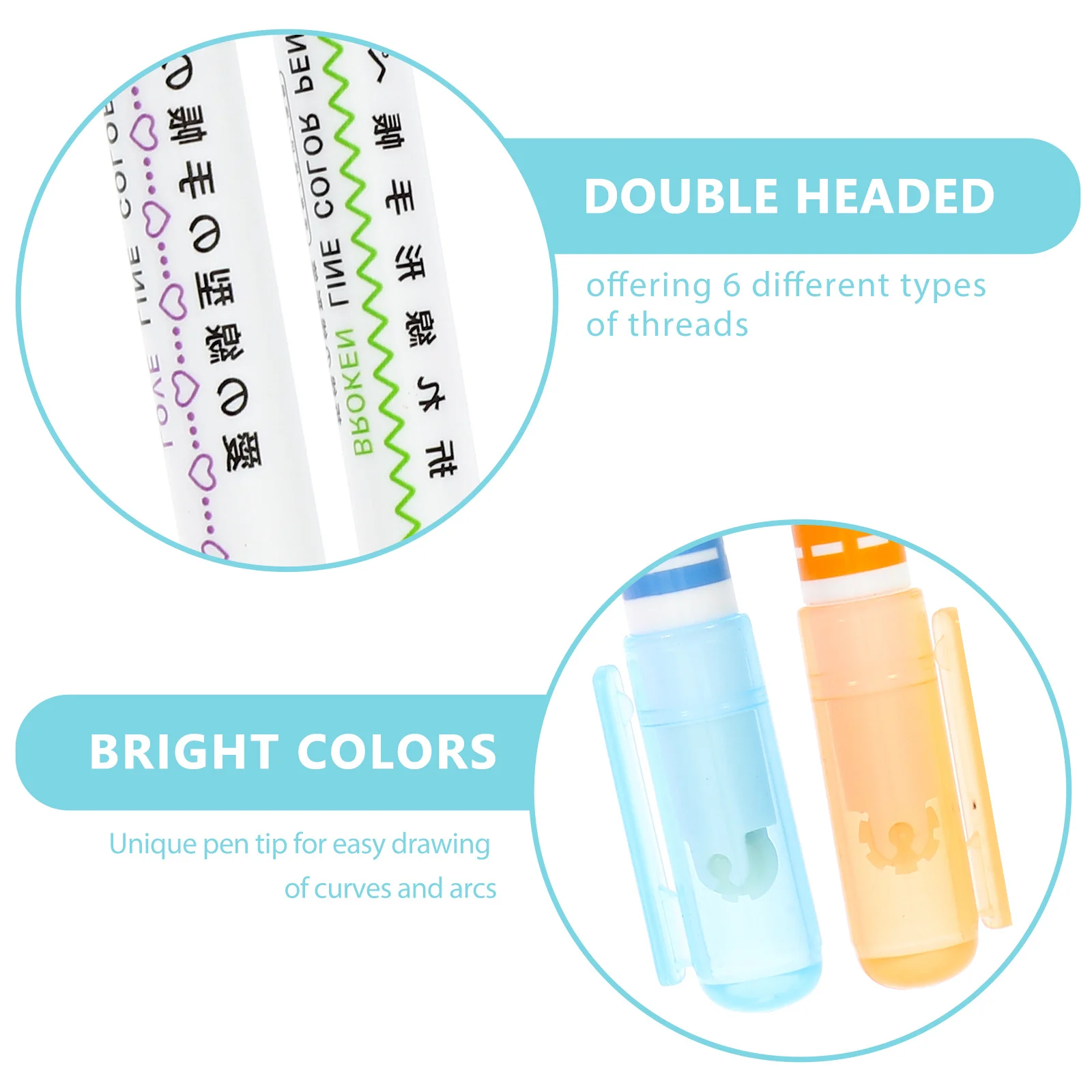 

6pcs Curve Fluorescent Pens Bright Color Smooth Writing No Leak Abs Material Study Office Marker Pen For Students Teachers