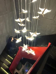 Nordic Chandelier Modern Design Pendant LED Design Clothing Store Restaurant Chandelier Villa Bird Shaped Staircase Chandelier