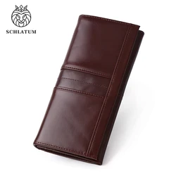 SCHLATUM-cartera larga cuero para mujer, tarjetero multifunción, monedero  marca, a la moda