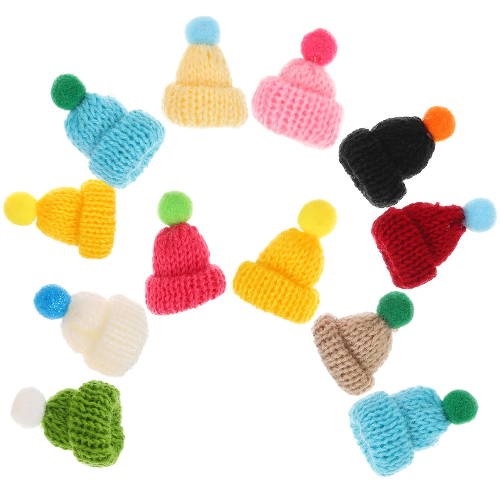 55pcs DIY Mini Hats Decorations Knitting Hat Toys Handmade Craft Supplies for Kids Girls (Mixed Color)