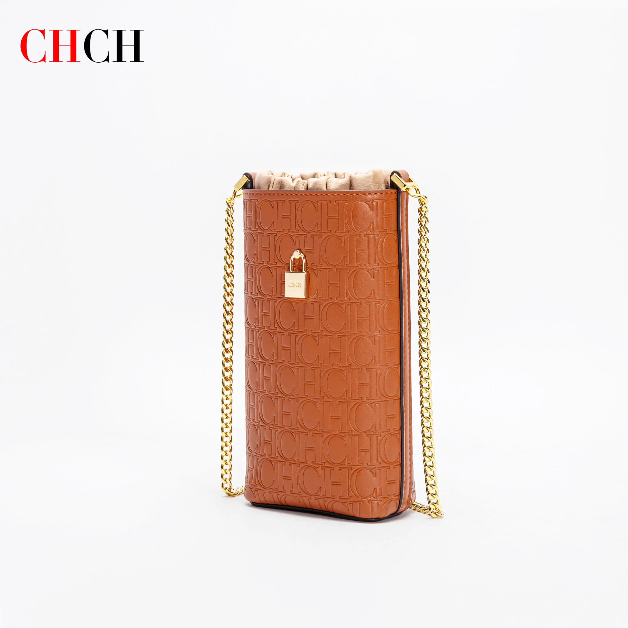 CHCH Phone Bag 2024 New Embossed Crossbody Bag High Quality Metal Chain Bag