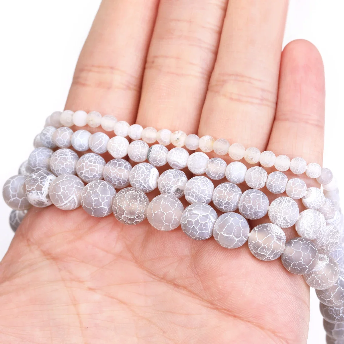 Gray White weathered agate Beads Cracked Veins Agates For Jewelry Making DIY Necklace Bracelet Earring 4/6/8/10mm 1 Strip