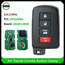 DIYKEY 4 pulsanti Keyless Smart Card Remote Key Fob 314.3MHz per Toyota Corolla Avalon Camry 281451-0020G Board HYQ14FBA