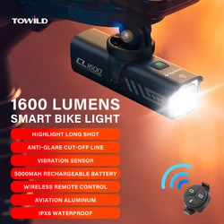 TOWILD CL1600LM Luz de bicicleta 5000mAh Luz de bicicleta IPX6 linterna frontal de aluminio lámpara tipo C carga MTB Ciclismo de Carretera resaltado