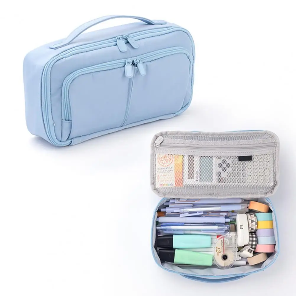 

Stationery Bag Capacity Multi Layer Pencil Case for Office School Travel Zipper Closure Storage Bag with Multiple Compartments