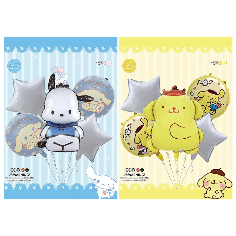 5 sztuk Cartoon Sanrio śliczne Kuromi moja melodia Cinnamoroll zestaw balonów foliowych urodziny dla dzieci dekoracyjne zabawki balonowe