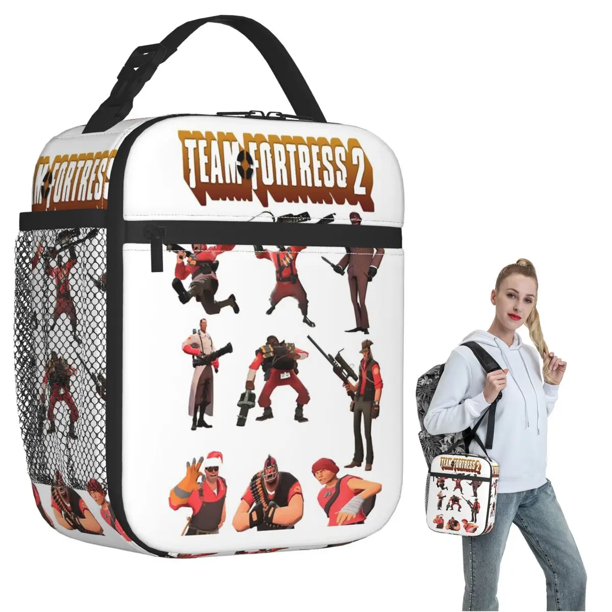 Team Fortress 2 TF2 Insulated Lunch Bag for Women Children Portable Food Boxes Thermal Lunch Box Tote
