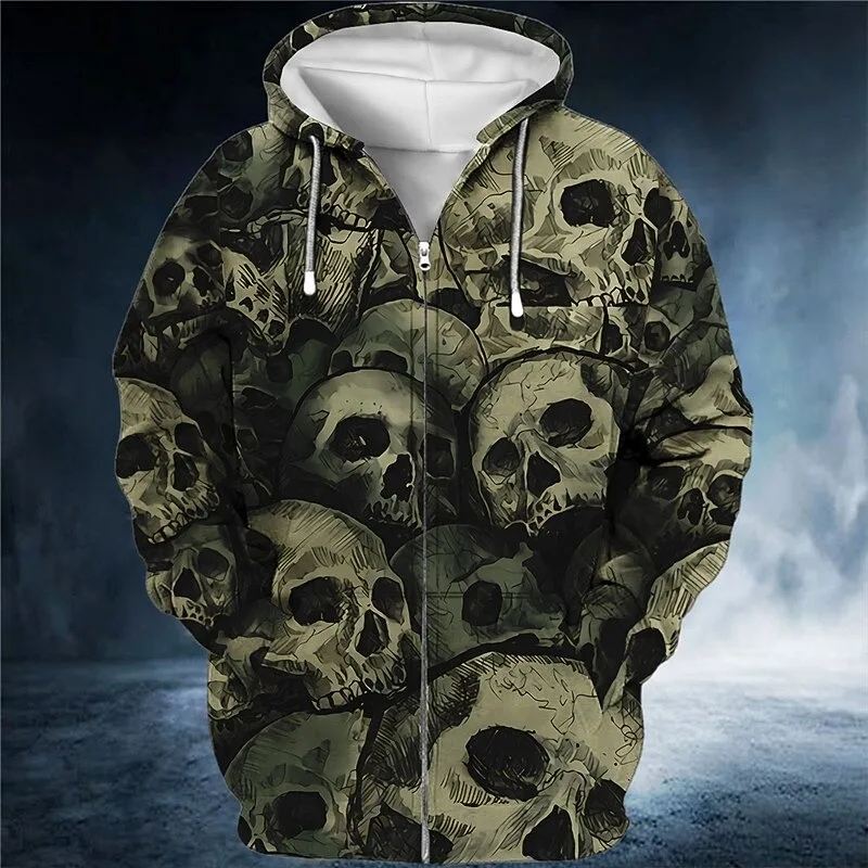 Men's Skull Graphic Prints Hoodie Hoodies Sweatshirt Streetwear Designer Long Sleeve Hooded Sports & Outdoor Daily Sports Red Bl