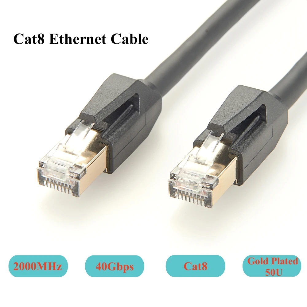 

RJ45 Cat8 Ethernet Cable 40Gbps 2000MHz RJ45 Shielded S/FTP Network Patch Cord POE Internet Wire for Modem Wifi Router PC Laptop