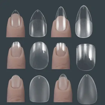 짧은 가짜 손톱 팁 L/M/ XS 미국 캡슐 젤 X 네일 확장 팁, 짧은 아몬드 사각형 관 프레스 가짜 손톱, 120 개 