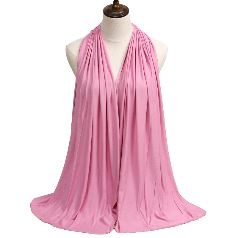New Jersey Damen Muslimischer Ramadan Mode Modal Baumwolle Jersey Hijab Damen Hochwertiger einfarbiger weicher Hijab Langer afrikanischer Schal