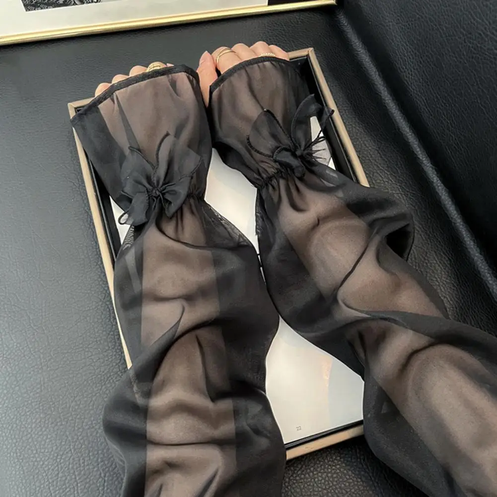 Sun-blocking Bow Stickers for Arm Protection Fashionable Sheer Mesh Arm Sleeves for Uv Protection Sunscreen with for Outdoor