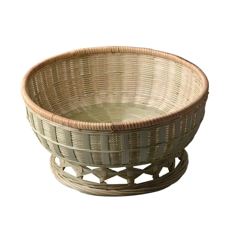 

Bamboo woven products handmade round steamed bread baskets household kitchen storage baskets fruit bowls Shaiji farm fruit baske