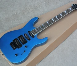 6 Strings Metal Blue J Electric Guitar with Tremolo Bar,Rosewood Fretboard,24 Frets