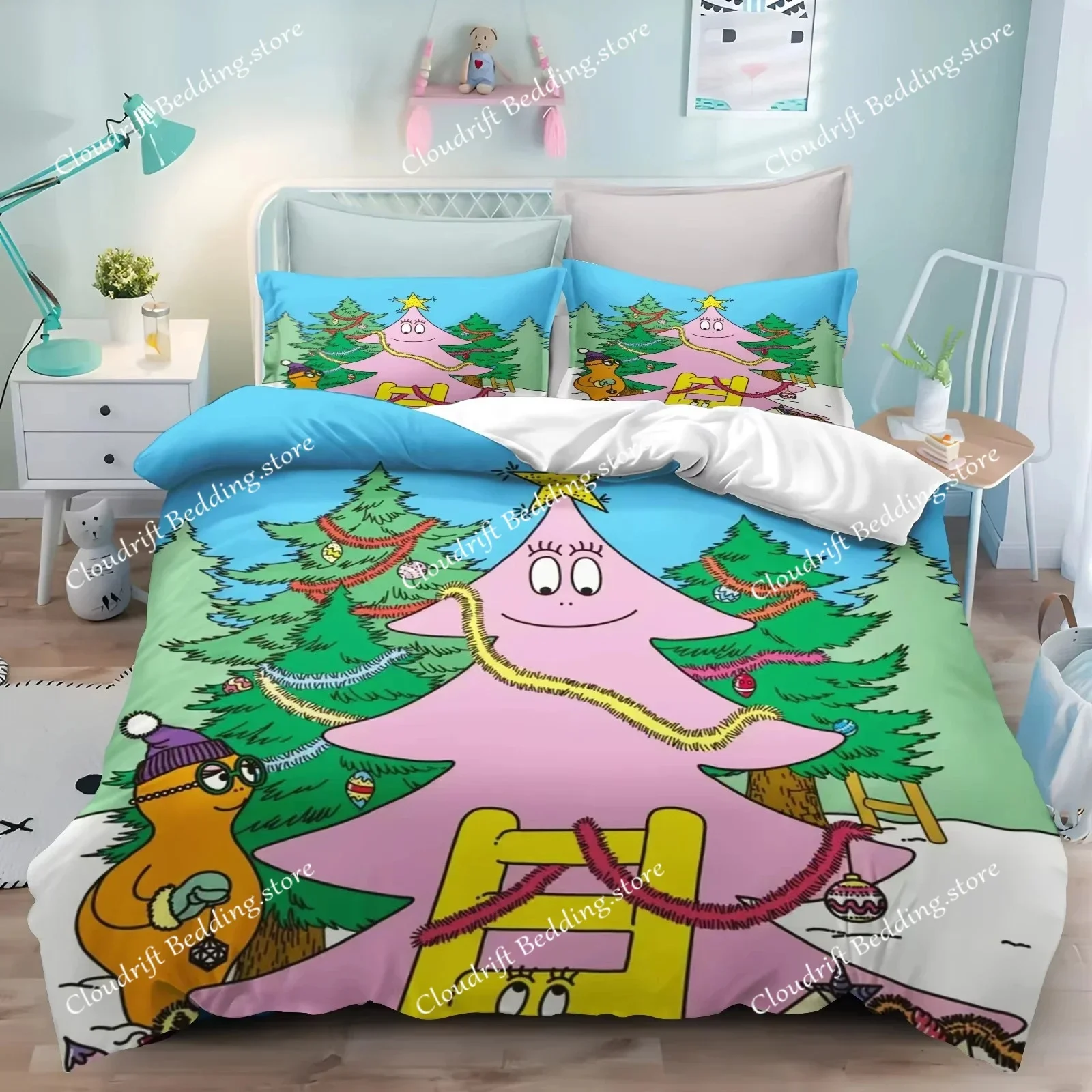 New 3D Print Cartoon L-Les B-Barbapapa Bedding Set Double Twin King Duvet Cover Comforter Pillowcase Boys Girls Adults Bedroom02