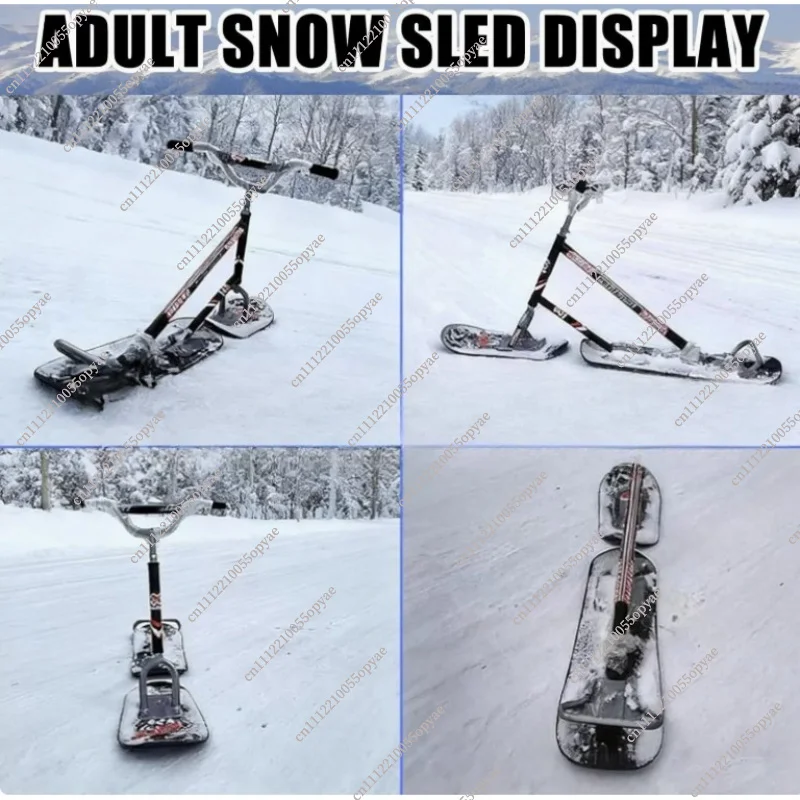 Adult Snow Scooter All Terrain Ski Board Winter Outdoor Sports Snow Sled Single Board Snowmobile for Snowfield