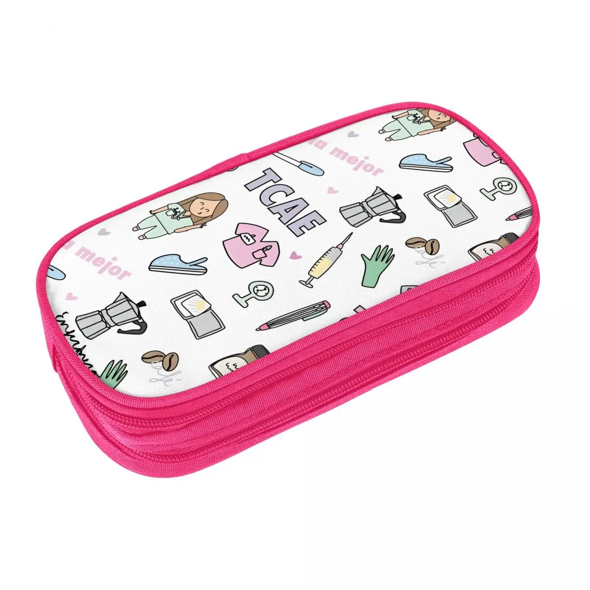 Enfermera En Apuros Nurse Pencil Case School Pencil Cases Canvas Girls Boys Retro Large Capacity Pencil Box School Supplies