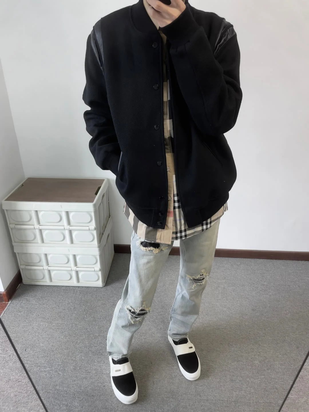 

Spring Autumn Men's Woolen Baseball Jaet Collared Outerwear Youth Faionable Versatile Long Sve Windproof Outerwear