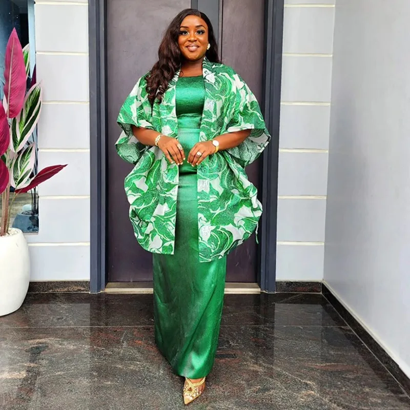 

Plus Size African Clothes for Women 2 PCS Sets Dress And Coat Suits Dashiki Ankara Turkey Wedding Party Dresses Kaftan Bubu Gown