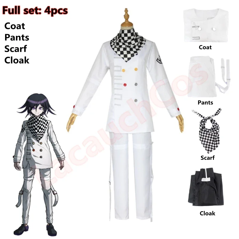 Animedanganronpa V3: Doden Harmonie Kokichi Oma President Cosplay Kostuum Witte Lange Mouw Broek Halloween Carnaval Hoed Pruik