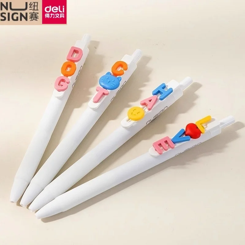 Nusign Lovely Gel Ink Pen Fine ST Tip Black Signture Pes, Interchangeable Heart-Shaped Alphabet, Fun Stress Relief Writing Tools