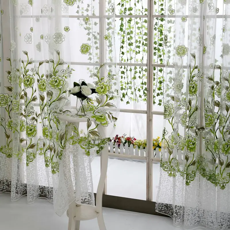 1PC Tulle Curtain For Bedroom Kitchen Kids Room Decoration Louver Window Treatments Romantic Butterfly Pattern Sheer Drape