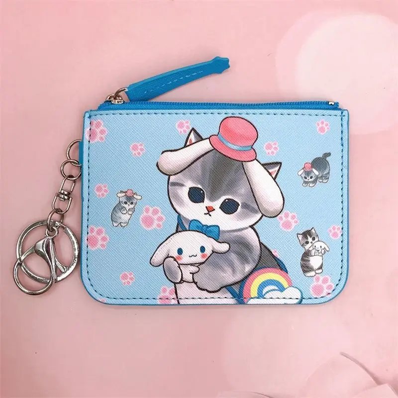 Cute Sanrio Mofusand Coin Purse Cartoon Hello Kitty Kuromi My Melody Cinnamoroll Work Id Card Holder Badge Card Case Wallet