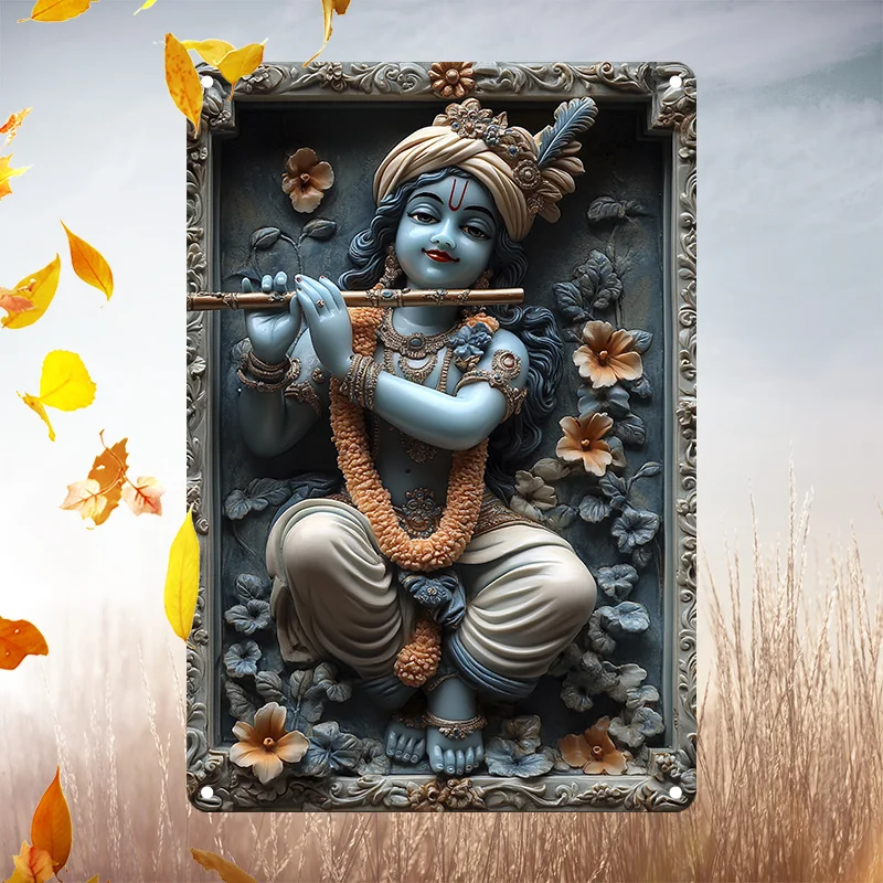 

Aluminum Krishna Wall Art Sculpture, 3D Metal Sign for Home, Kitchen, Cafe, Garage Decor, 7.9x11.8"/11.8x17.7, 1pc