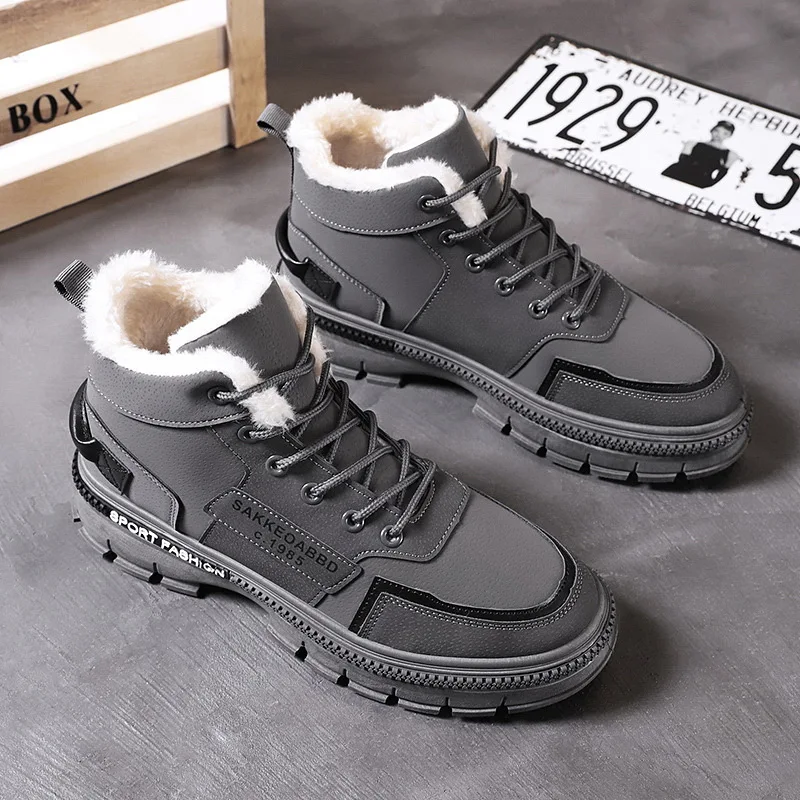 Men Boots Men\'s Winter Shoes Fashion Snow Boots Shoes Plus Size Winter Sneakers Ankle Men Shoes Winter Boots Black Blue Footwear