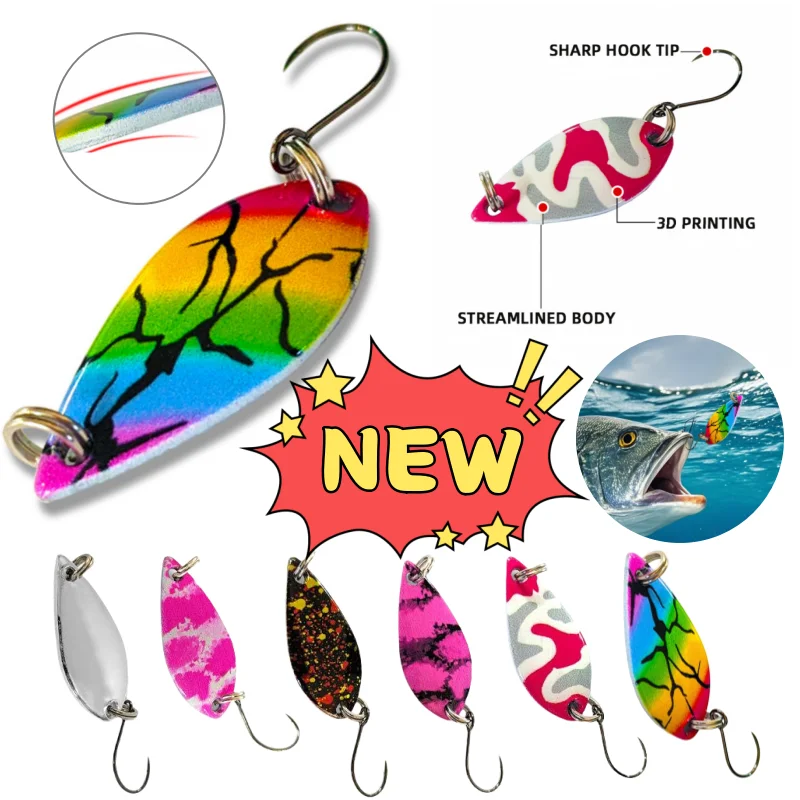 New 2.5G/3.5G/5G Metal Spoon Lure Sharp Hook Hard Glitter Swing Spoon Trout Perch Area Freshwater Fishing Gear Artificial Lure