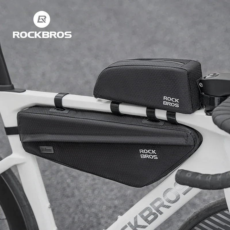 ROCKBROS Bicycle Bag Rainproof Cycling Top Tube Frame Bag Reflective Large Capacity MTB Road Bike Pannier Bag Wear-resistant