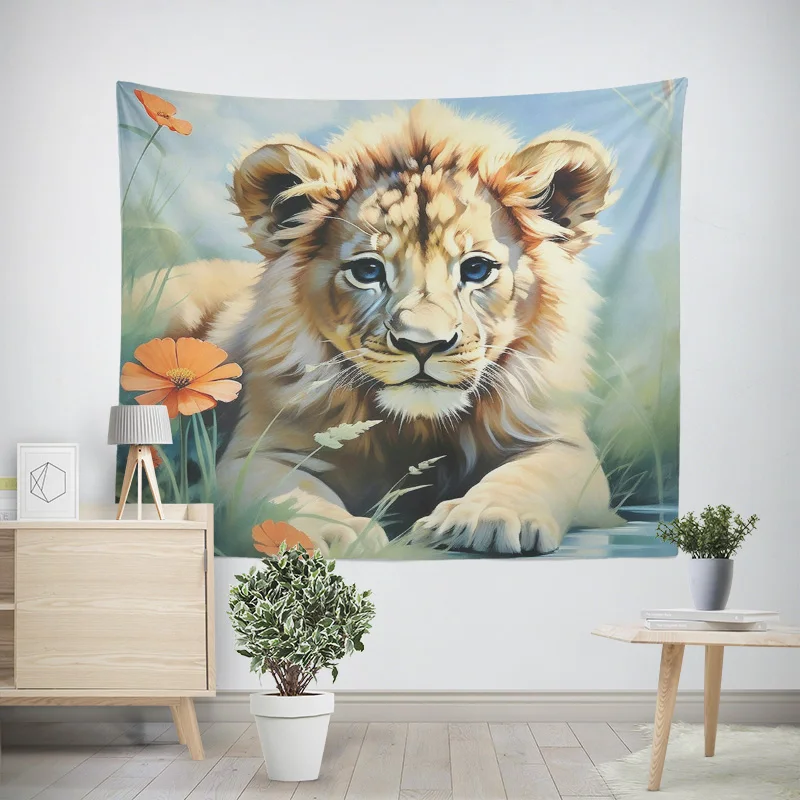 

Minimalist Animal Print Tapestry Wall Cloth Modern Living Room Bedroom Decoration Cafe Aesthetics Ins Style IllustrationTapestry