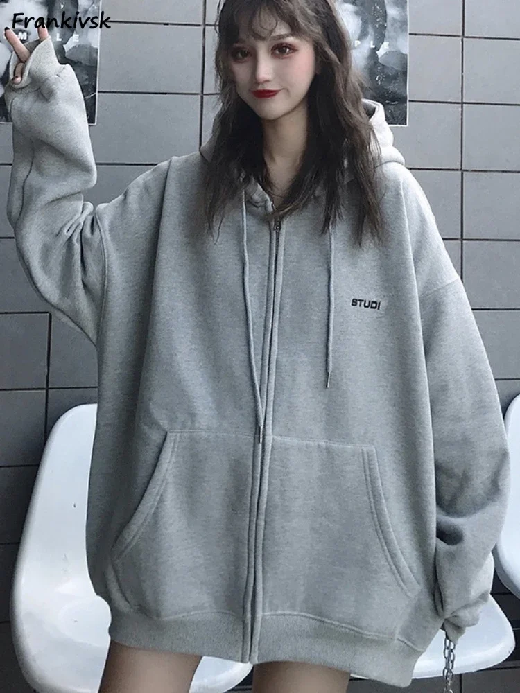 

Куртки с капюшоном женские с надписью уютная мешковатая уличная одежда универсальная подростковая молодежная простая Normcore осенняя мода классическая стильная