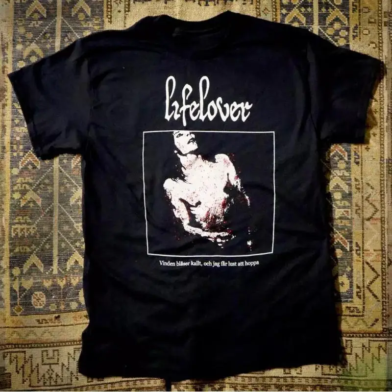 

Хлопковая черная футболка полного размера Vtg Lifelover Band C221