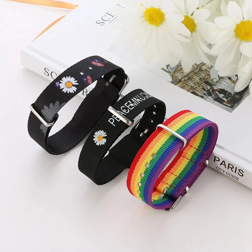 New Daisy Strap Bracelets For Girls Boys Women\'s Rainbow Wristband Bracelet Adjustable Friendship Couple Jewelry Gifts