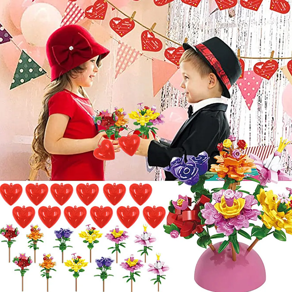 

14Pcs Heart Shaped Boxes Fillable Plastic Balls Red Ornaments DIY Hanging Decoration Valentine's Wedding Party