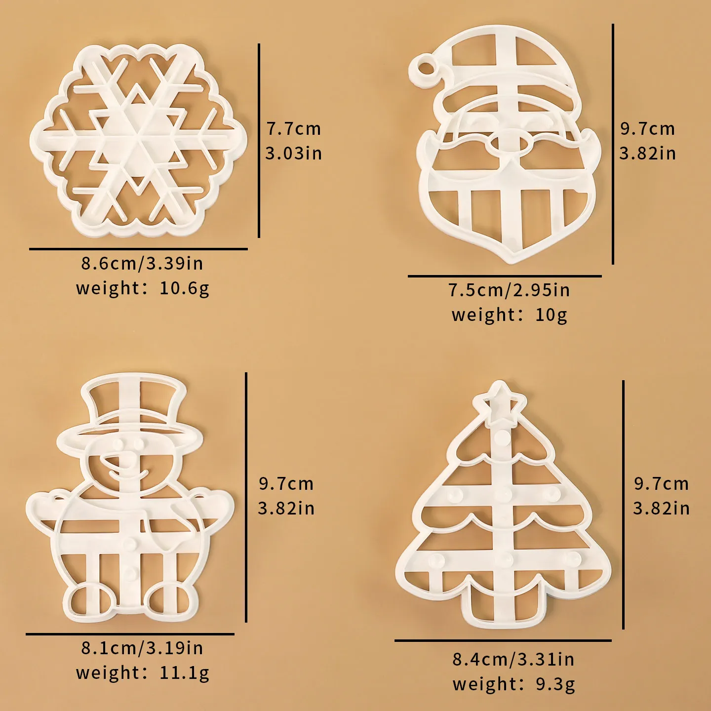 4 قطعة عيد الميلاد قاطعة البسكوت مجموعة ندفة الثلج سانتا كلوز ثلج عيد الميلاد شجرة شكل البسكويت قوالب للخبز عطلة الشتاء #2