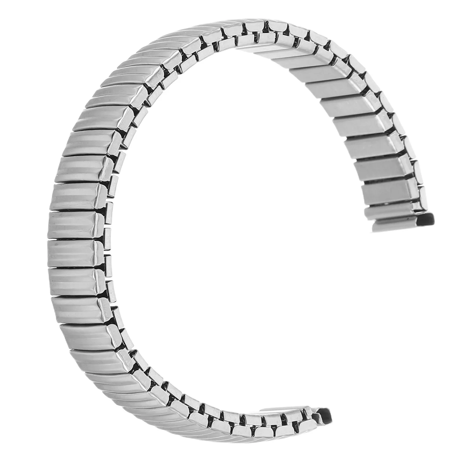 Stainless Steel Elastic Watch Band Curved Ends Metal Replacement Comfortable Stretchable Fit for Men Women Elastic Watch Strap